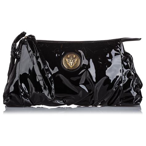 gucci black patent leather handbag|black patent evening clutch bag.